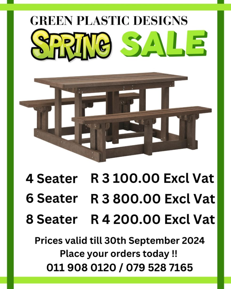 Green Plastic Designs JHB Recycled Plastic Wood Furniture